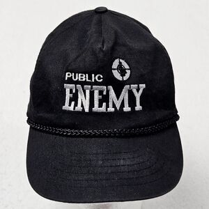 Vintage Public Enemy Rope Hat Black Cap 90s Hip Hop Rap Retro Music Artist